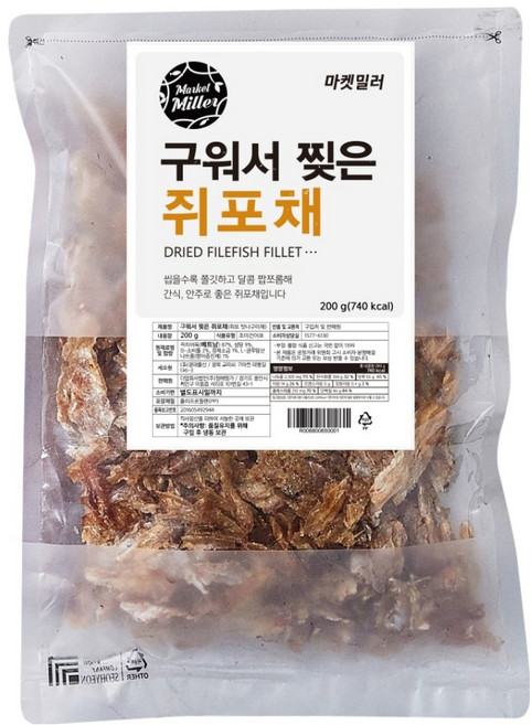마켓밀러 구워서 찢은 쥐포채, 200g, 1개