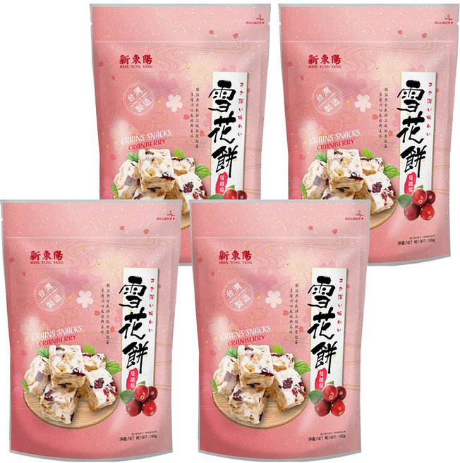新東陽 雪花餅 蔓越莓, 180g, 4包