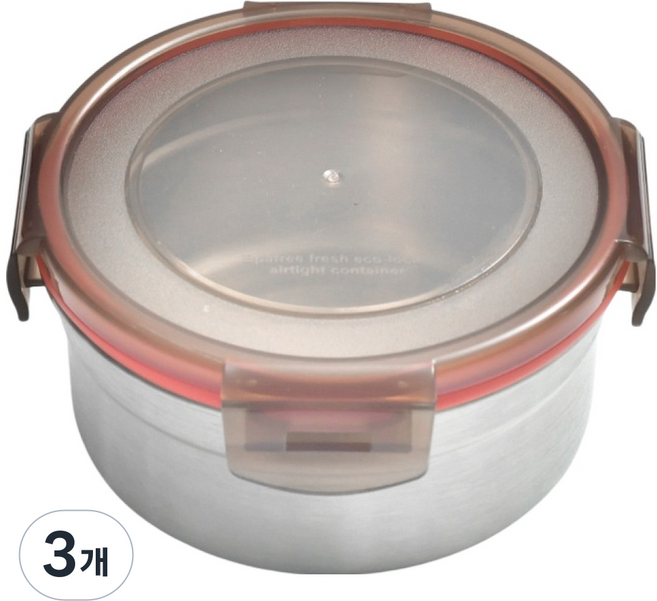 씨엠와이케이 국내산 스텐 304 원형 냉장고 정리 반찬통 1호 500ml, 3개