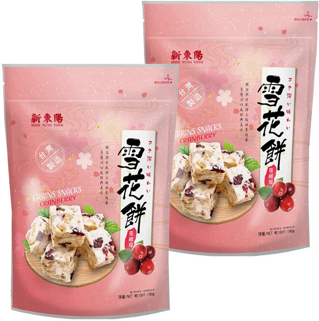 新東陽 雪花餅 蔓越莓, 180g, 2包