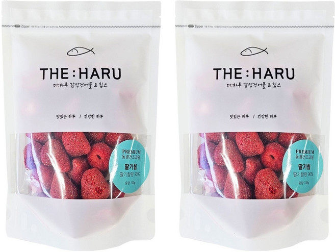 THEHARU 동결건조과일 딸기칩, 100g, 2개