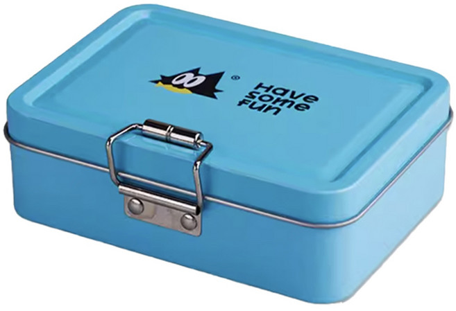 HAVE SOME FUN 樂貓釣 漁具收納小鐵盒, 藍色, 1個