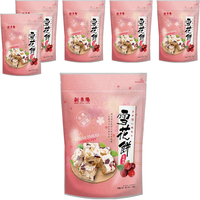 新東陽 雪花餅 蔓越莓, 180g, 6包