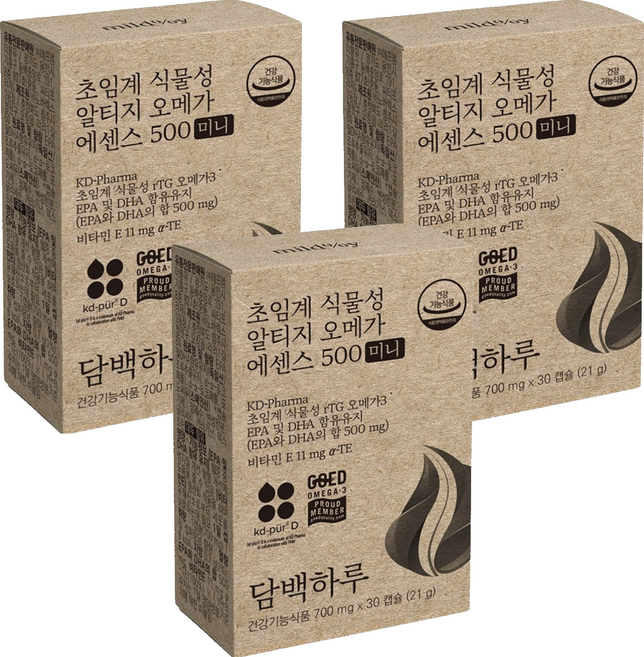 담백하루 초임계 식물성 알티지 오메가 에센스 500 미니 21g, 30정, 3개