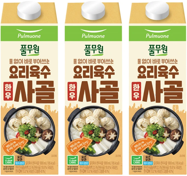 풀무원 요리육수 사골, 1L, 3개 - 쿠팡