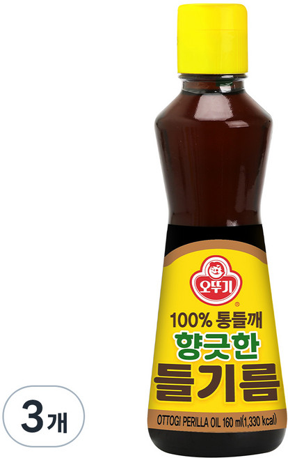 오뚜기 향긋한 들기름, 160ml, 3개