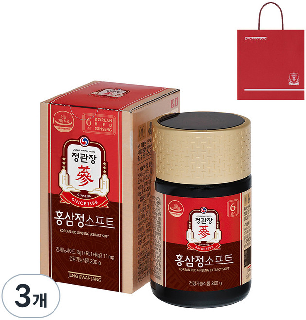 홍삼정 정품 소프트 + 쇼핑백, 200g, 3개