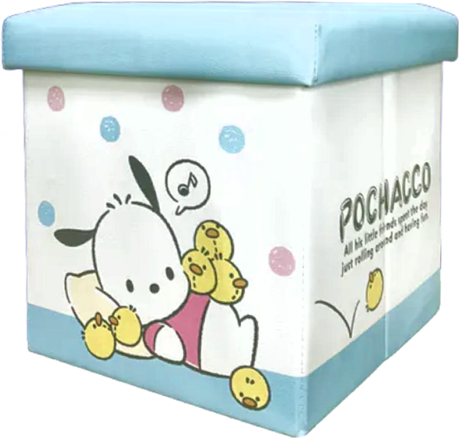 Sanrio 三麗鷗 帕恰狗摺疊凳收納箱, 小雞與我 白色+藍色, 1個