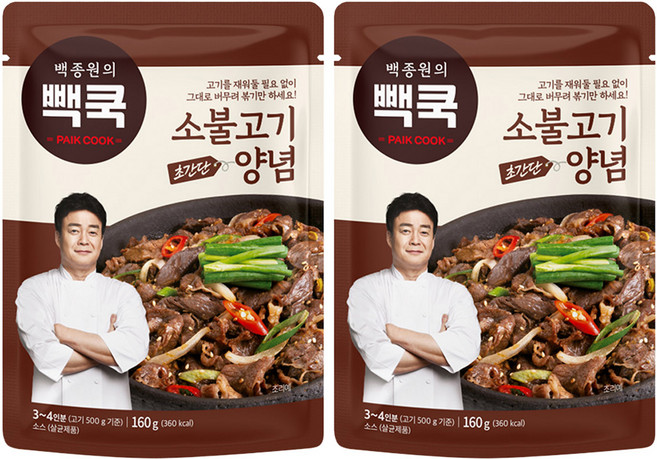 백쿡 백종원의 소불고기양념, 160g, 2개