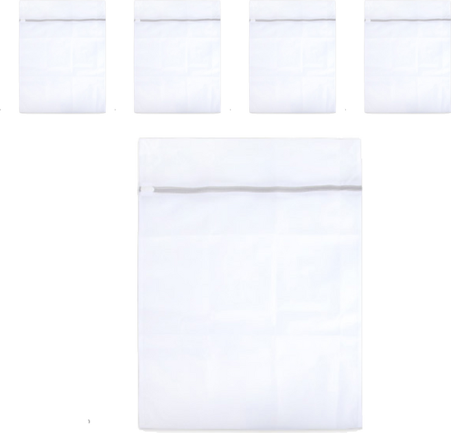 Axis 艾克思 實用方形防滑拉鍊細密網洗衣袋/衣物收納袋 40 x 30cm, 白色, 5個