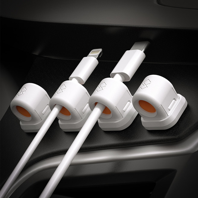 신지모루 만능 차량용 마그네틱 케이블 홀더 캡, 화이트, 4개