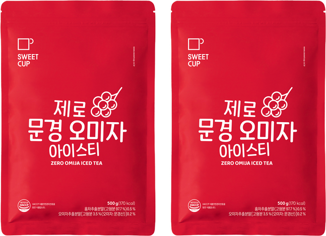 스위트컵 제로 문경 오미자 아이스티 파우더, 500g, 1개입, 2개