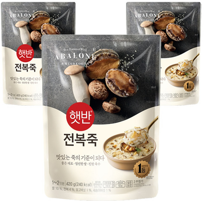 햇반 전복죽, 420g, 3개
