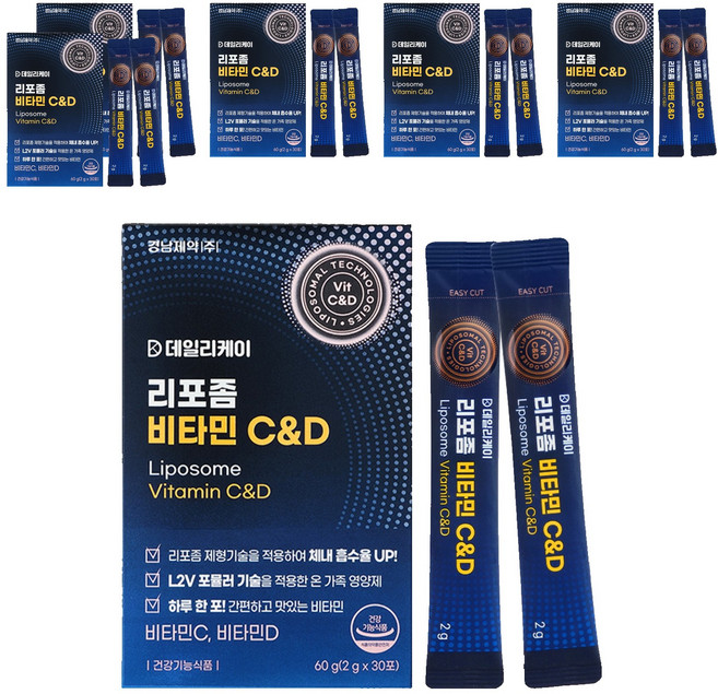 경남제약 데일리케이 리포좀 비타민C&D 30포, 60g, 6개