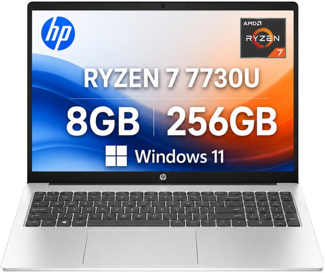 HP 2026 노트북 15.6 라이젠 7 AMD Radeon, 네추럴실버, 15-fc0751AU, 256GB, 8GB, WIN11 Home