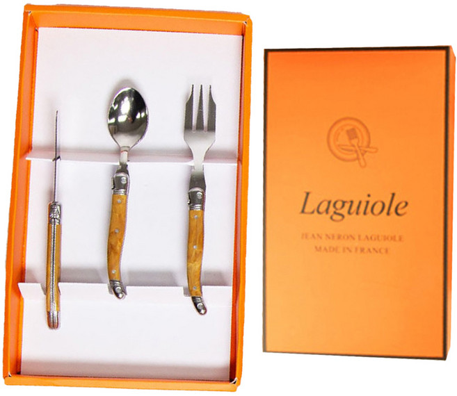 장네론 라귀올 선물패키지 케이크 3종 세트, 마블브라운, 스푼 + 포크 + 버터나이프 + 선물 패키지, 1세트