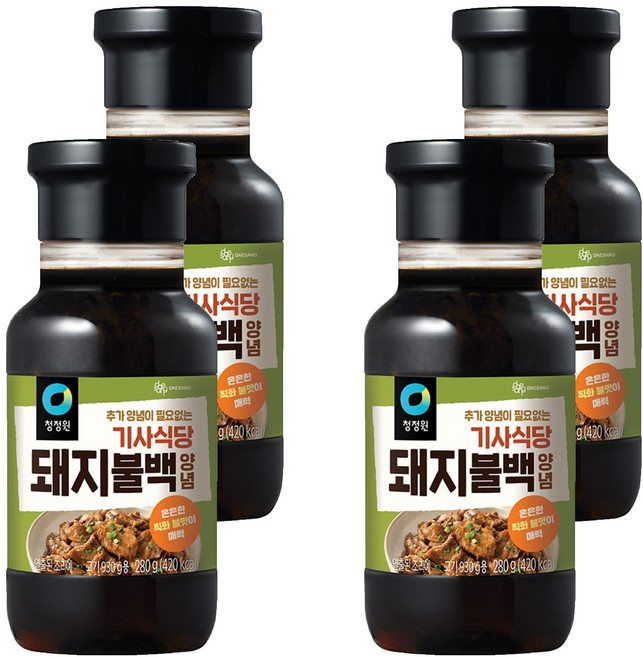 청정원 기사식당 돼지불백양념, 280g, 4개