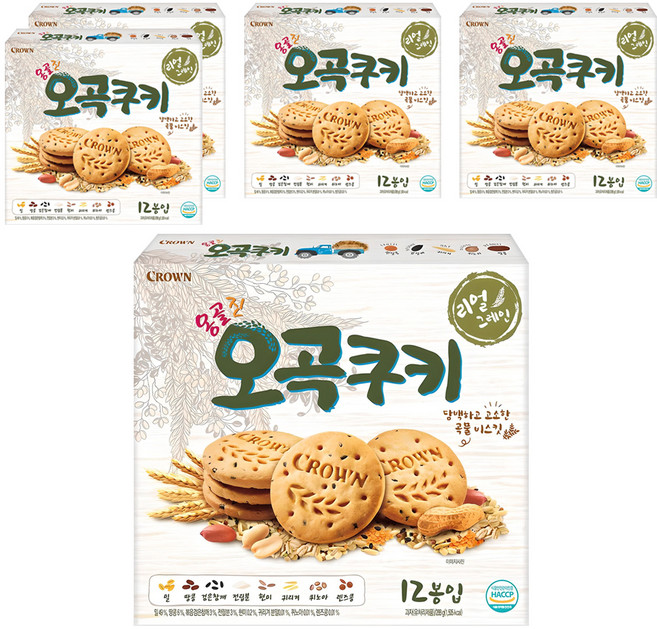 크라운 옹골진 오곡쿠키, 288g, 5개