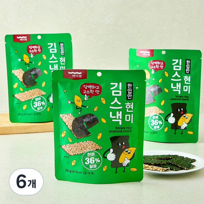 바다원 한입만 현미김스낵, 6개, 25g