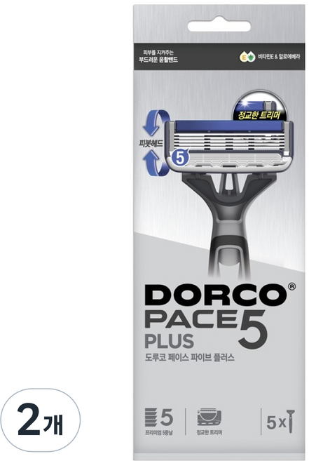 도루코 페이스 파이브 플러스 면도기, 2개, 5개입