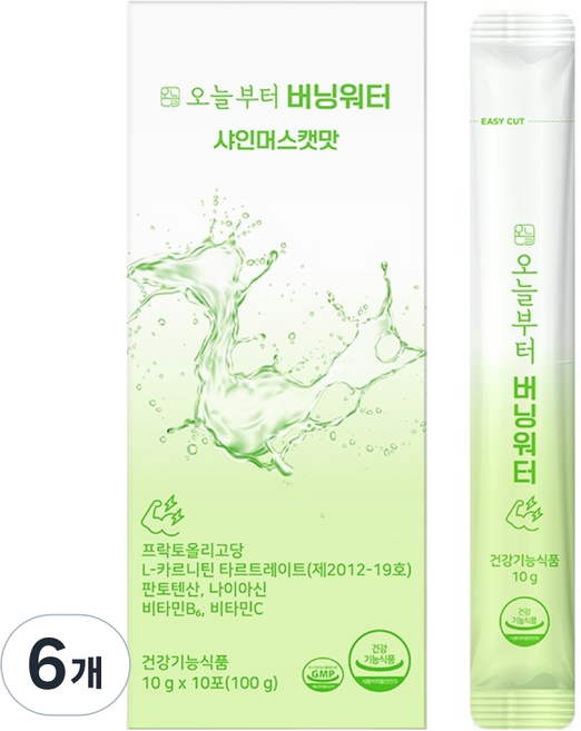 오늘부터 버닝워터 샤인머스캣맛 다이어트보조제, 10회분, 6개