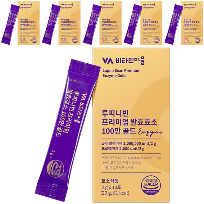 비타민마을 루피니빈 프리미엄 발효효소 100만 골드 10p, 20g, 6개