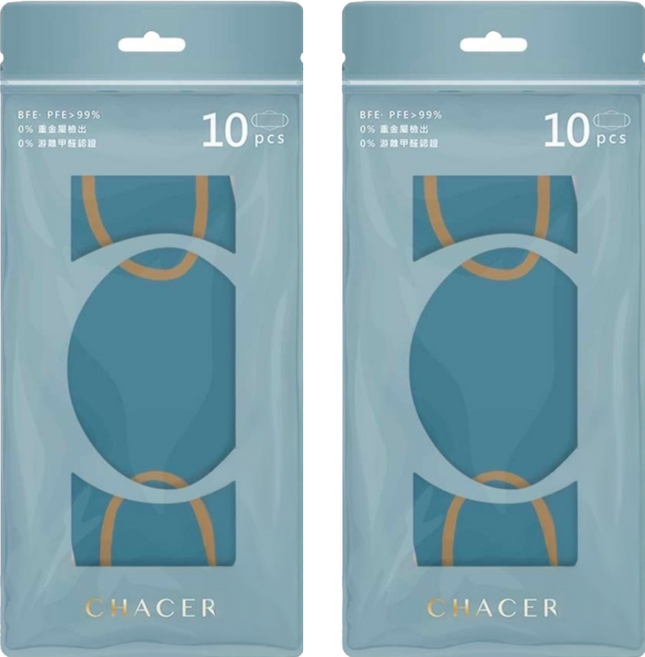 CHACER 佳和口罩 醫用口罩 成人款 KF94, 10片, 2包, 冰川藏青