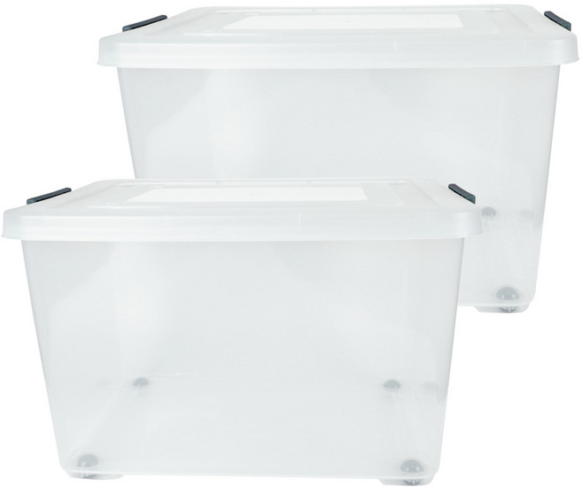 스페이스에디터 투명 베이직 특대형 리빙박스, 다크블루, 2개