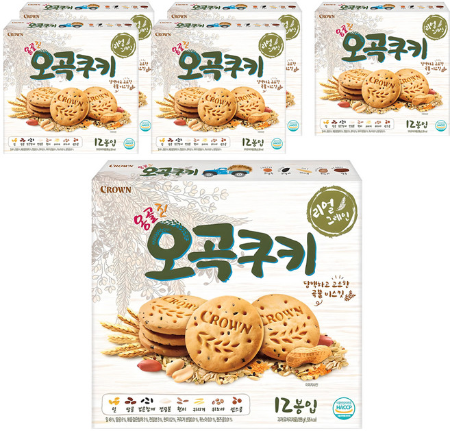 크라운 옹골진오곡쿠키, 288g, 6개
