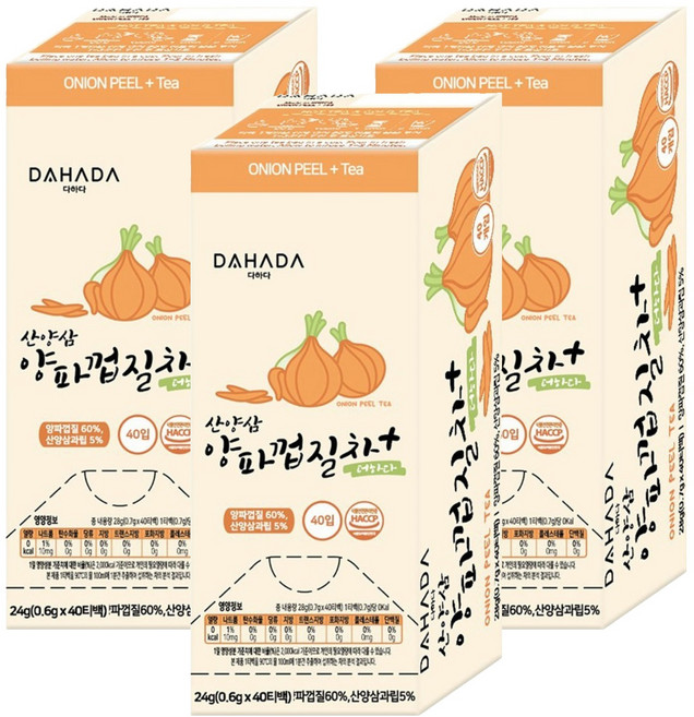 다하다 산양삼 양파껍질차 더하다, 600mg, 40개입, 3개