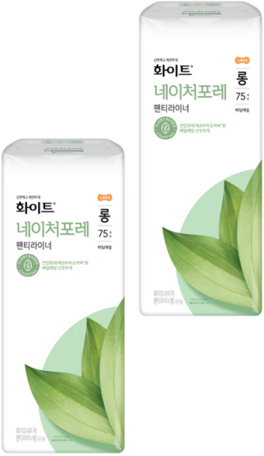 화이트 네이처포레 팬티라이너, 롱, 75개입, 2개