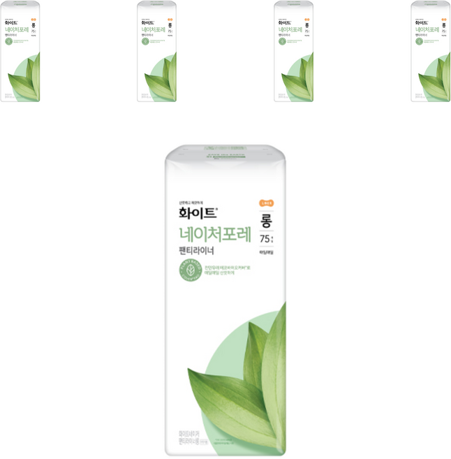 화이트 네이처포레 팬티라이너, 롱, 75개입, 5개