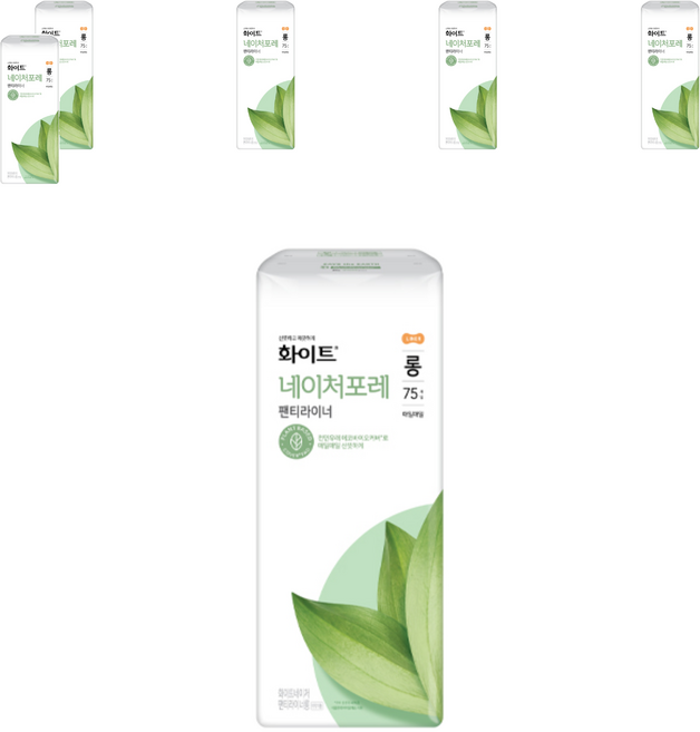 화이트 네이처포레 팬티라이너, 롱, 75개입, 6개