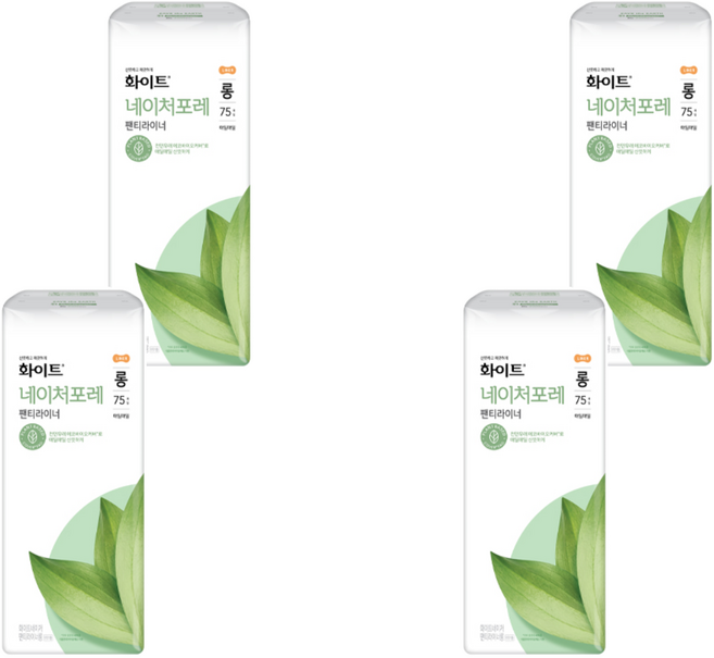 화이트 네이처포레 팬티라이너, 롱, 75개입, 4개