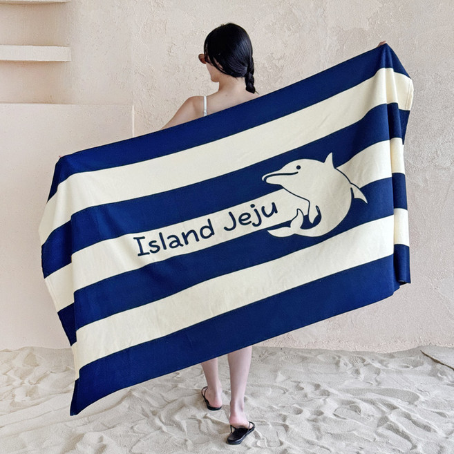 리드홈 써니코스트 부드러운 특대형 비치타올 남녀공용 180x100cm, 딥블루, 1개