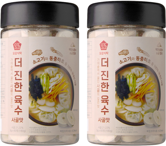 오감식탁 더 진한 육수 사골맛 토큰형 60정, 180g, 2개