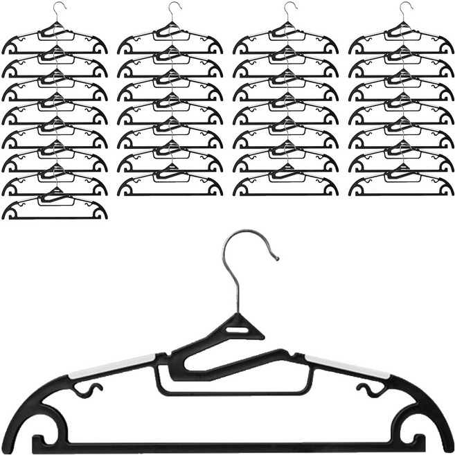 가쯔 멀티 회전고리 논슬립 옷걸이, 블랙, 30개