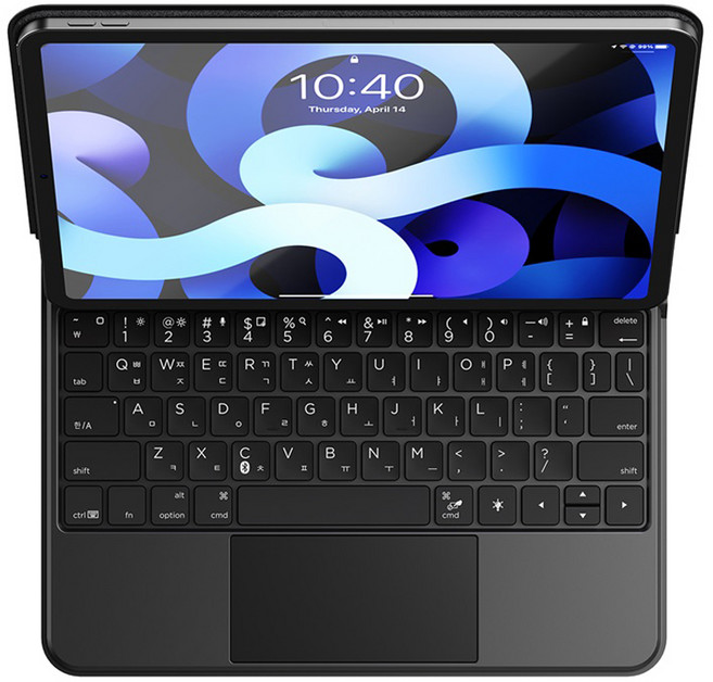 베이스어스 아이패드 일체형 90일 대기시간 블루투스5.3 키보드 케이스, 스페이스 그레이, 1개
