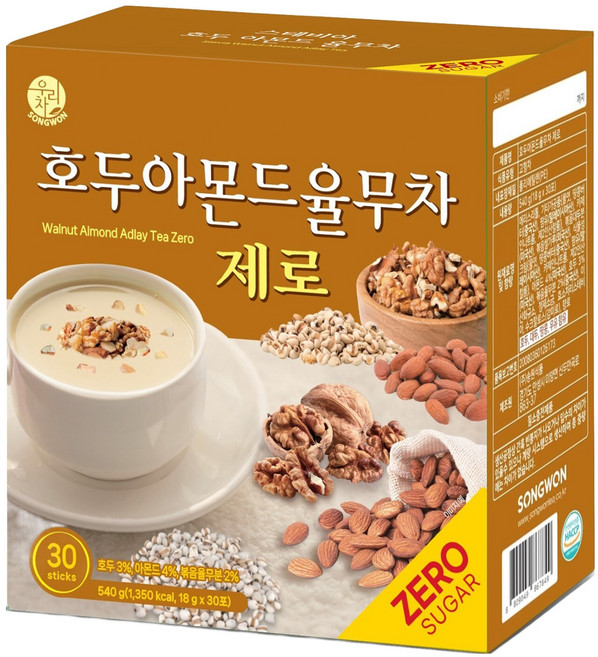 우리차 송원식품 호두아몬드 율무차 제로, 18g, 30개입, 1개
