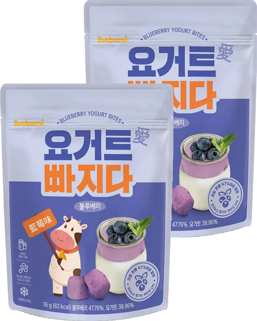 ibobomi 乳酸菌優格點心, 藍莓味, 16g, 2包