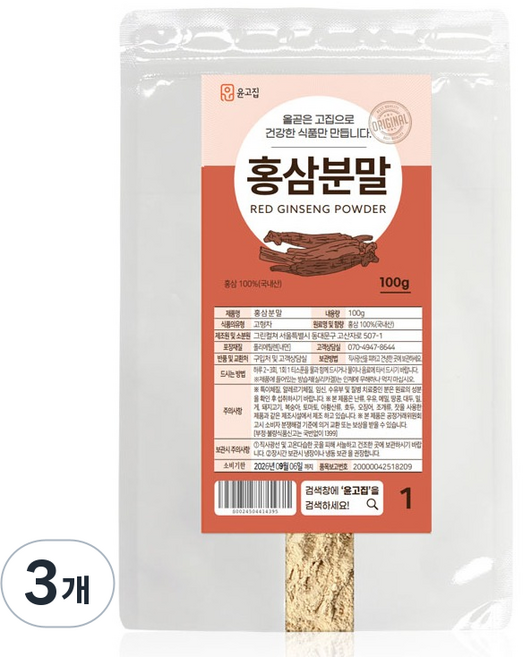 윤고집 홍삼분말, 100g, 3개