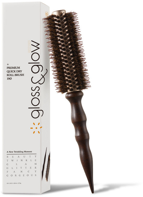글로스앤글로우 볼륨팍팍 프리미엄 롤브러쉬 19파이, 브라운, 1개
