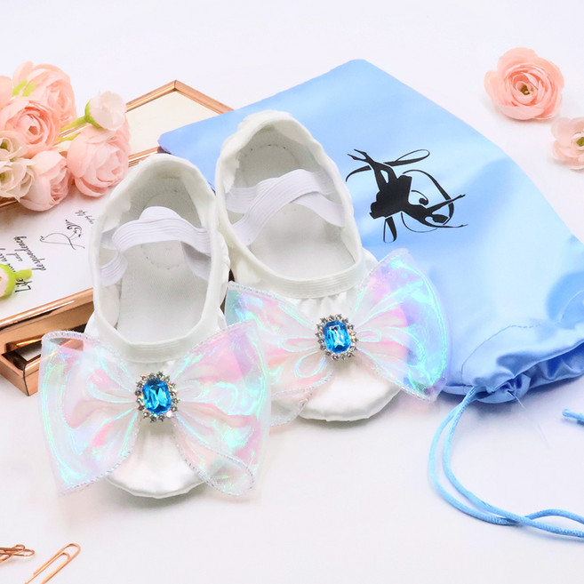 비단길 여아용 플라네 오로라 리본 발레슈즈 + 파우치 세트