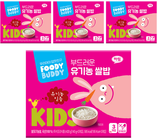 푸디버디 부드러운 유기농 쌀밥, 140g, 12개