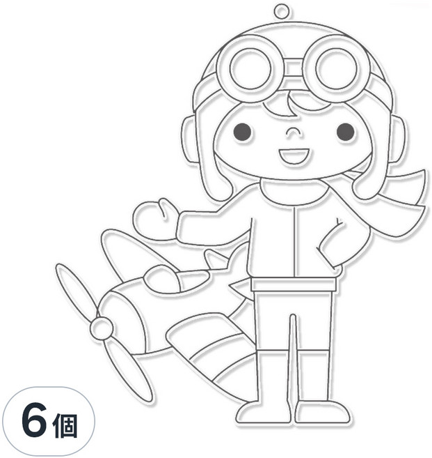 AMOS 阿摩司 壓克力模型版, 飛行員 透明色 +黑色邊, 6個