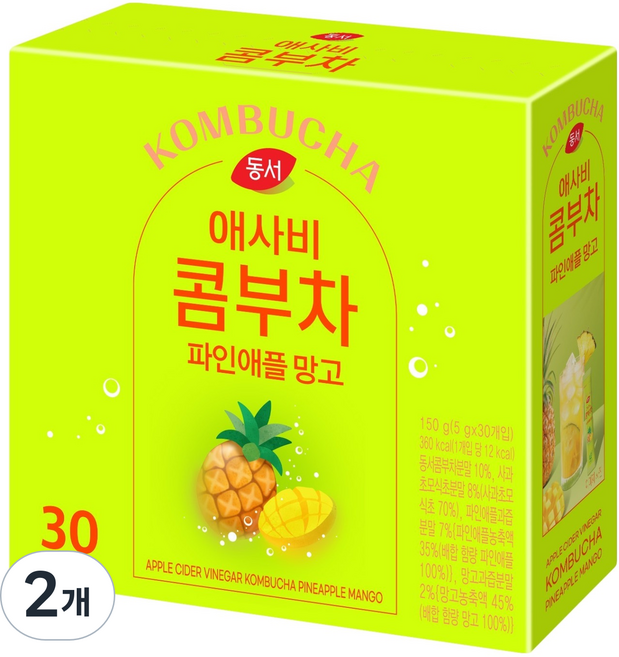 동서 애사비 콤부차 파인애플 망고, 5g, 30개입, 2개