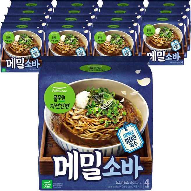 풀무원 자연건면 메밀소바, 464g, 16개