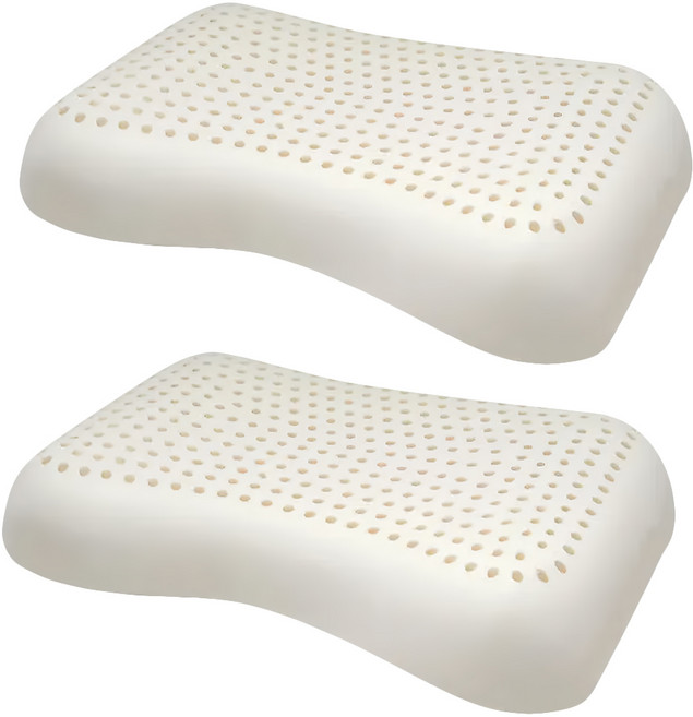 LooCa 護頸深度睡眠乳膠枕 2個, 米白色, 1組