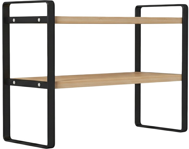 京太陽 簡約桌上收納書架 雙層 40 x 20 x 36cm, 黑架木紋, 1個