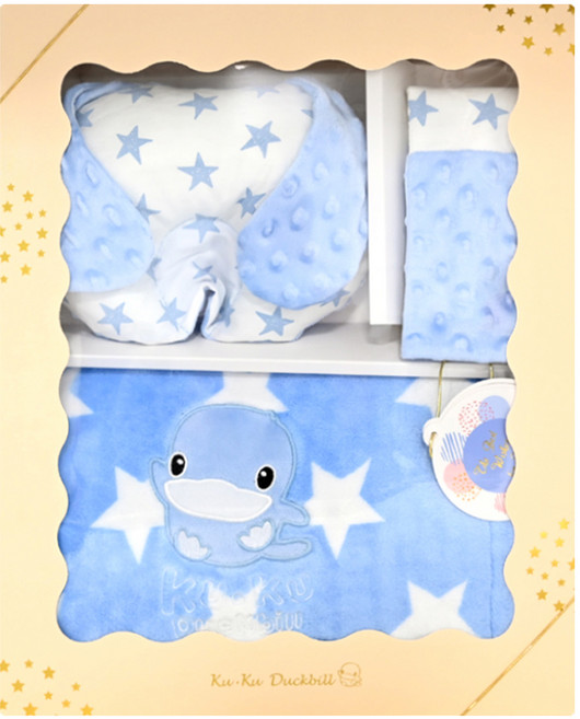 KU.KU Duckbill 酷咕鴨 神奇荳荳安撫毯套組禮盒, 藍色